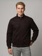 Men Burgundy Solid Turtle Neck Full Sleeve Bomber Jacket