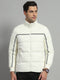 Luxuria Men Off White Solid Detachable Hood Full Sleeve Jacket