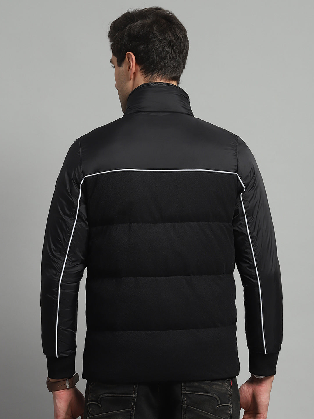 Luxuria Men Black Solid Detachable Hood Full Sleeve Jacket