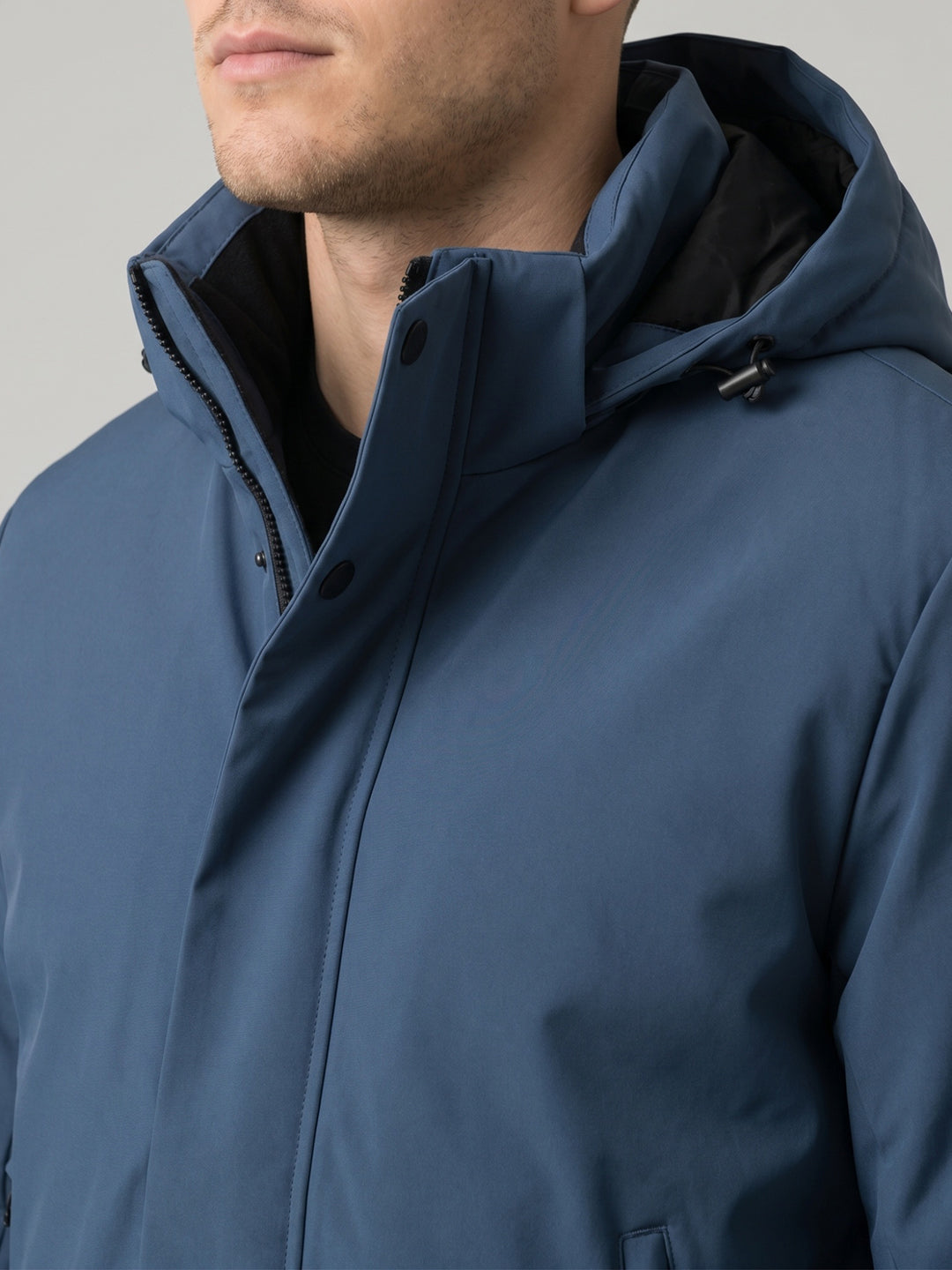 Luxuria Men Grey Solid Detachable Hood Full Sleeve Parka Jacket