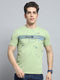 Men Green Printed Round Neck Half Sleeve T-Shirt