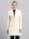 Women Cream Solid Collar Full Sleeve Coat
