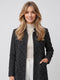 Women Black Jacquard Mandarin Collar Full Sleeve Long Coat