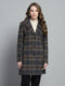 Women Grey Check Notch Lapel Collar Full Sleeve Coat