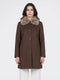 Women Brown Diagonal Collar Full Sleeve Long Coat