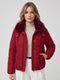 Women Maroon Solid Full Sleeve Jacket with Detachable Fur Collar