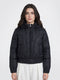 Women Navy Blue Solid Detachable Hood Full Sleeve Puffer Jacket
