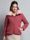 Women Pink Solid Collar Full Sleeve Jacket