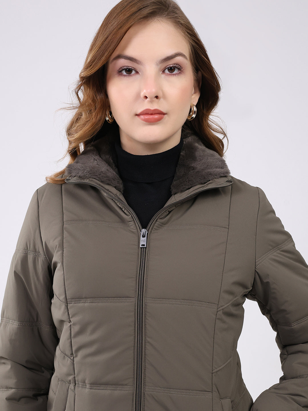 Women Grey Solid Collar Full Sleeve Jacket