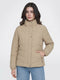 Women Beige Solid Collar Full Sleeve Puffer Jacket