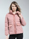 Women Pink Solid Mock Neck Full Sleeve Jacket