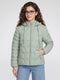 Women Light Green Solid Detachable Hood Full Sleeve Puffer Jacket