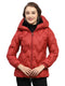 Women Maroon Embossed Collar Full Sleeve Puffer Jacket
