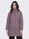 Women Mauve Solid Stand Collar Full Sleeve Long Puffer Jacket