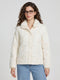Women Off White Embroidered Stand Collar Full Sleeve Puffer Jacket