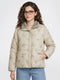 Women Green Embroidered Stand Collar Full Sleeve Puffer Jacket