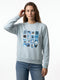 Women Blue Graphic Print Round Neck Full Sleeve Sweatshirt