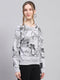 Women Grey Printed Round Neck Full Sleeve Sweatshirt