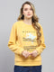 Women Yellow Printed Round Neck Full Sleeve Sweatshirt