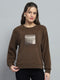 Women Brown Printed Round Neck Full Sleeve Sweatshirt