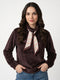 Women Maroon Embroidered High Neck Full Sleeve Sweatshirt