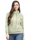 Women Green Printed Hooded Full Sleeve Sweatshirt