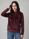 Women Black Printed Mandarin Collar Full Sleeve Sweatshirt
