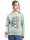 Women Green Printed Round Neck Full Sleeve Sweatshirt