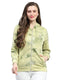 Women Green Printed Hooded Full Sleeve Sweatshirt
