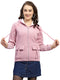 Women Peach Solid Hooded Full Sleeve Sweatshirt