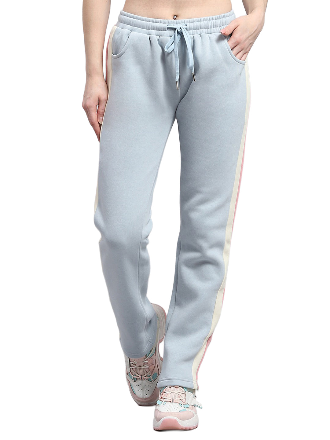 Women Sky Blue Printed Regular Fit Winter Lower