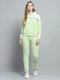 Women Green Solid Hooded Full Sleeve Tracksuit