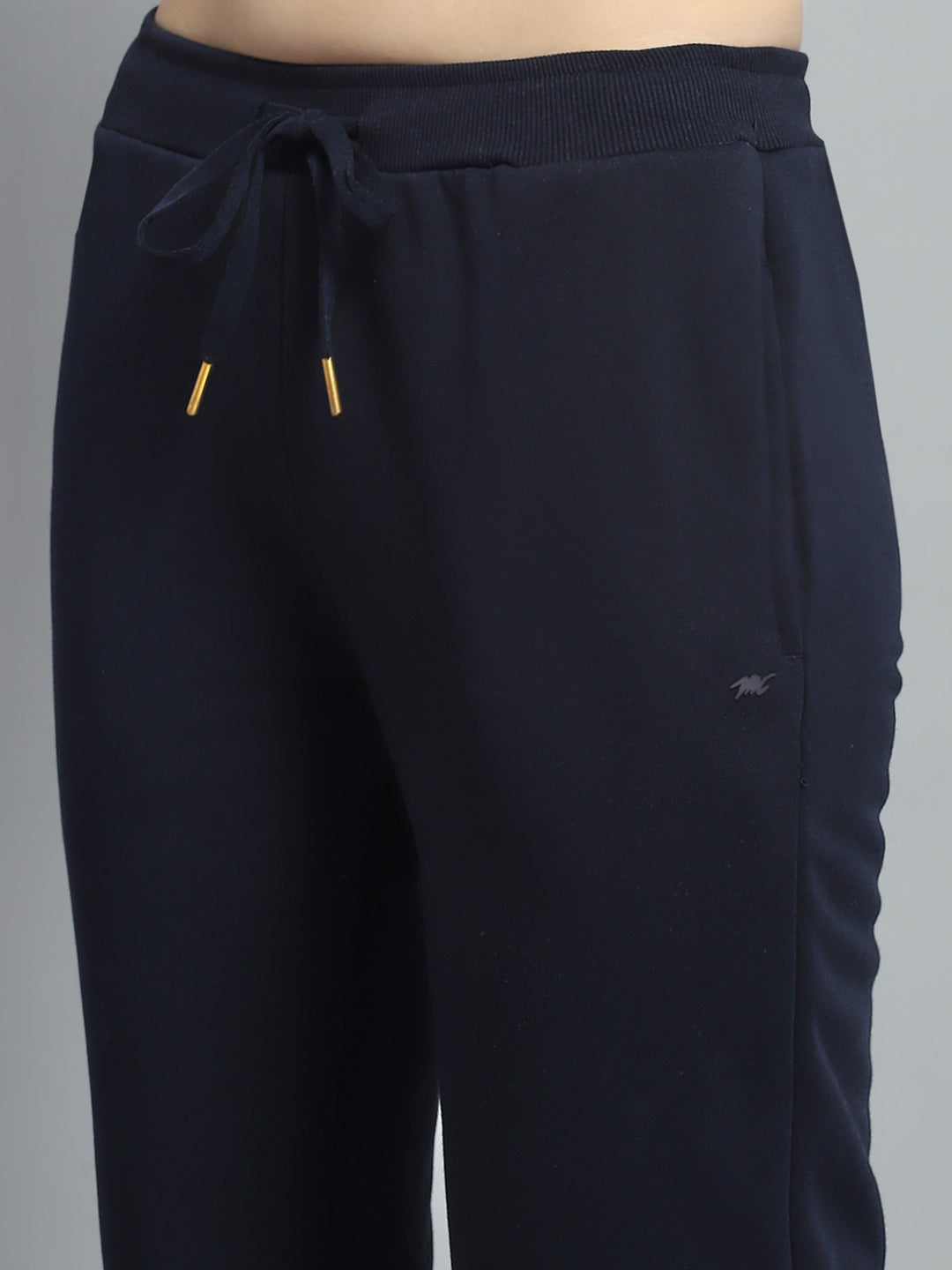 Women Navy Blue Printed Hooded Full Sleeve Tracksuit