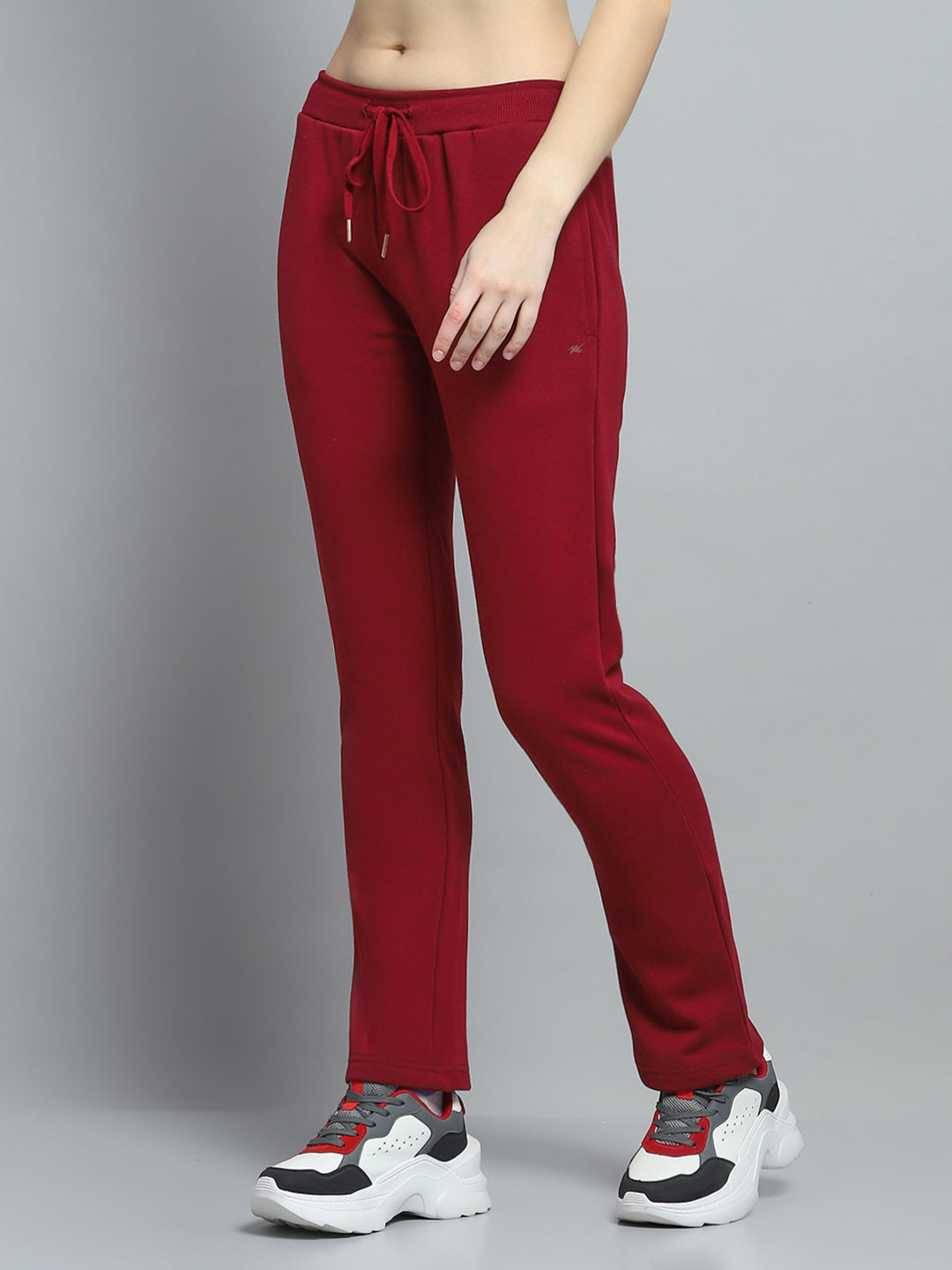 Women Maroon Printed Hooded Full Sleeve Tracksuit