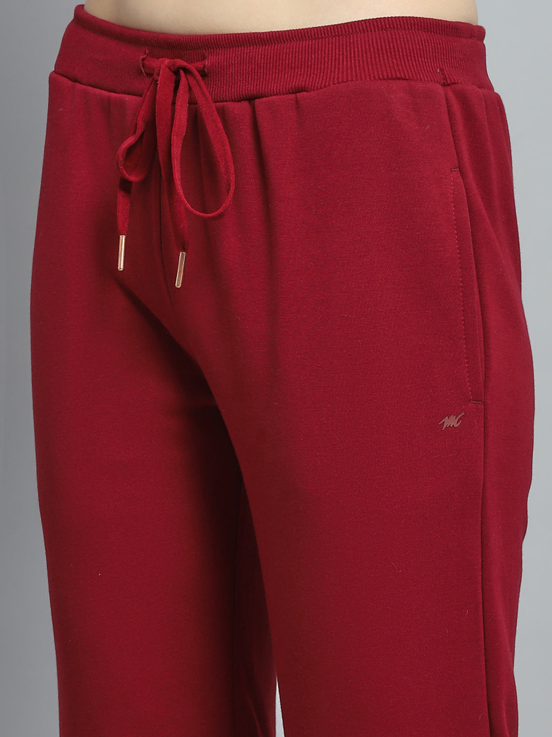 Women Maroon Printed Hooded Full Sleeve Tracksuit