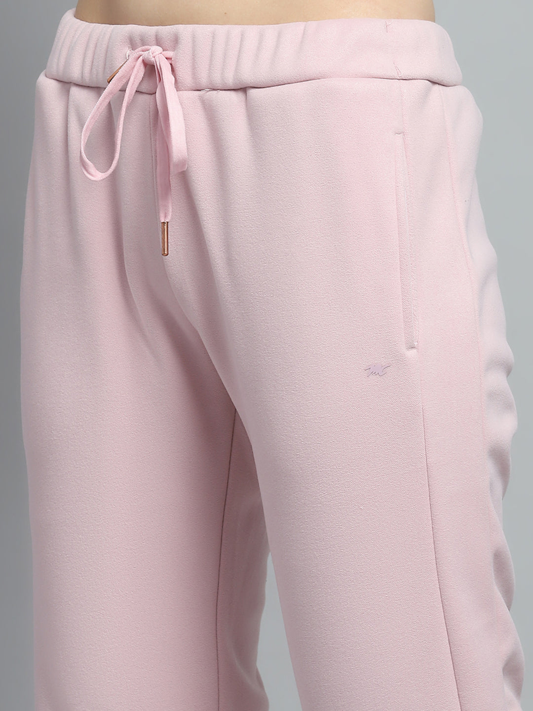 Women Pink Printed Mock Neck Full Sleeve Tracksuit