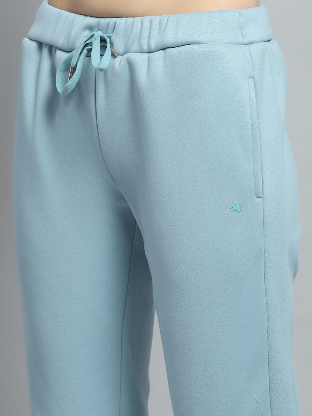 Women Blue Printed Mock Neck Full Sleeve Tracksuit