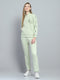 Women Green Printed Mock Neck Full Sleeve Tracksuit