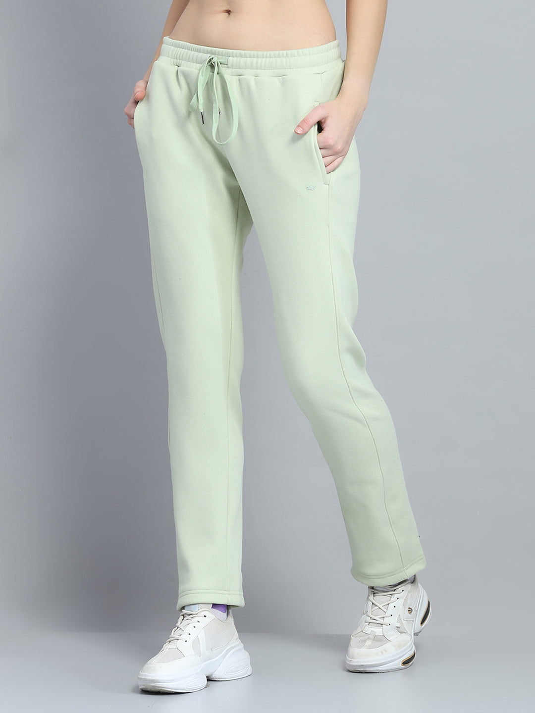 Women Green Printed Mock Neck Full Sleeve Tracksuit