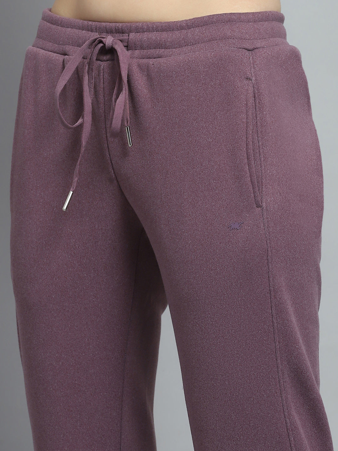 Women Purple Printed Mock Neck Full Sleeve Tracksuit
