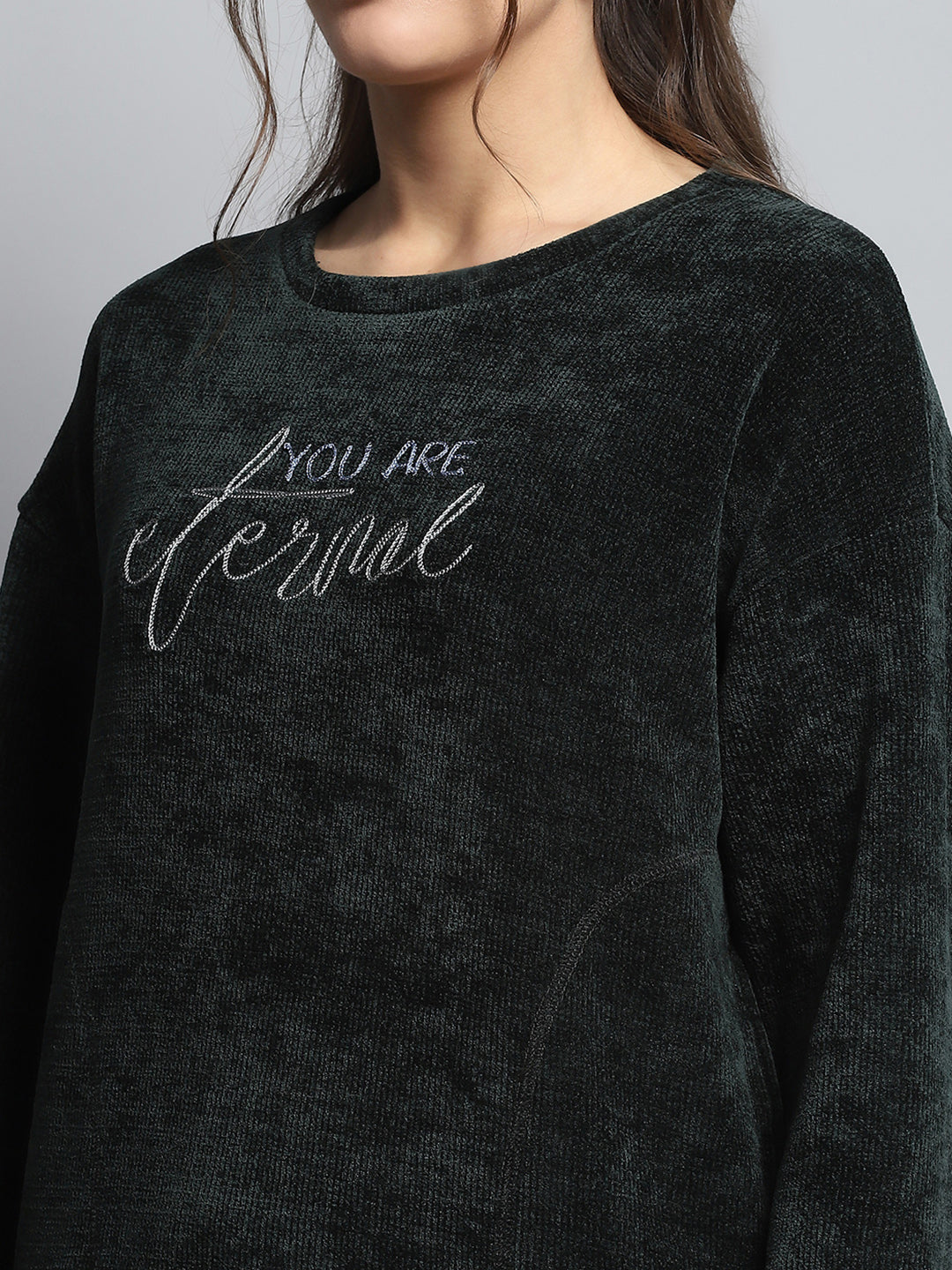 Women Green Printed Round Neck Full Sleeve Cords Set