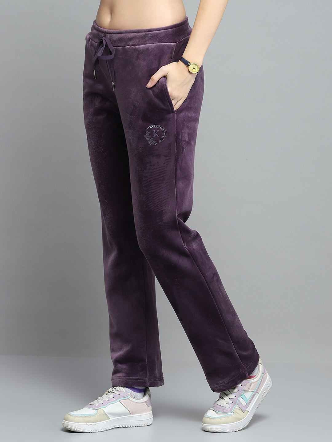 Women Purple Printed Hooded Full Sleeve Cords Set