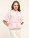 Women Pink Printed Round Neck Half Sleeve Winte Top