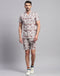 Men Brown Printed Collar Neck Half Sleeve Cords Set