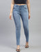 Women Blue Solid Slim Fit Denim
