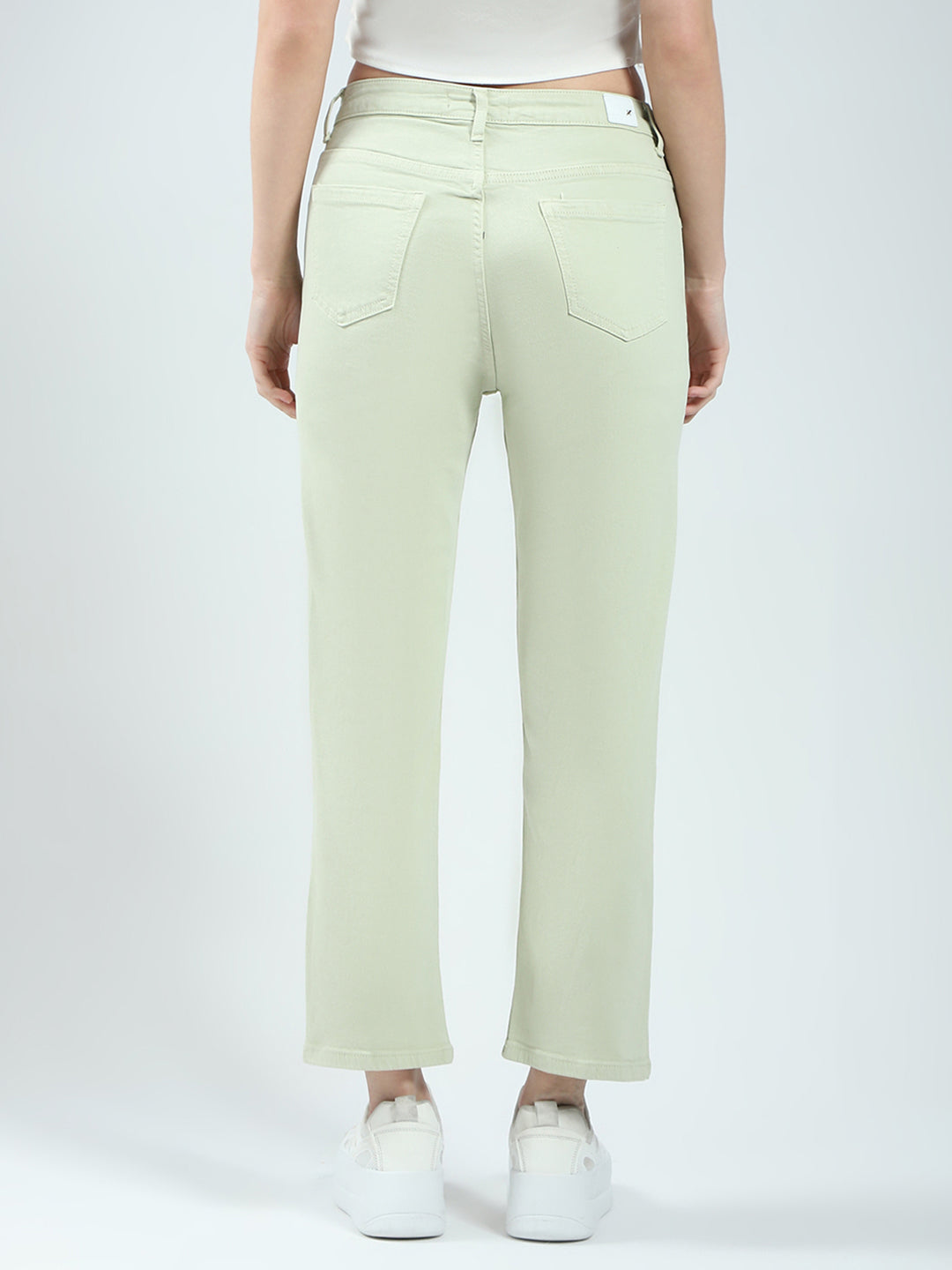 Women Green Solid Slim Fit Denim