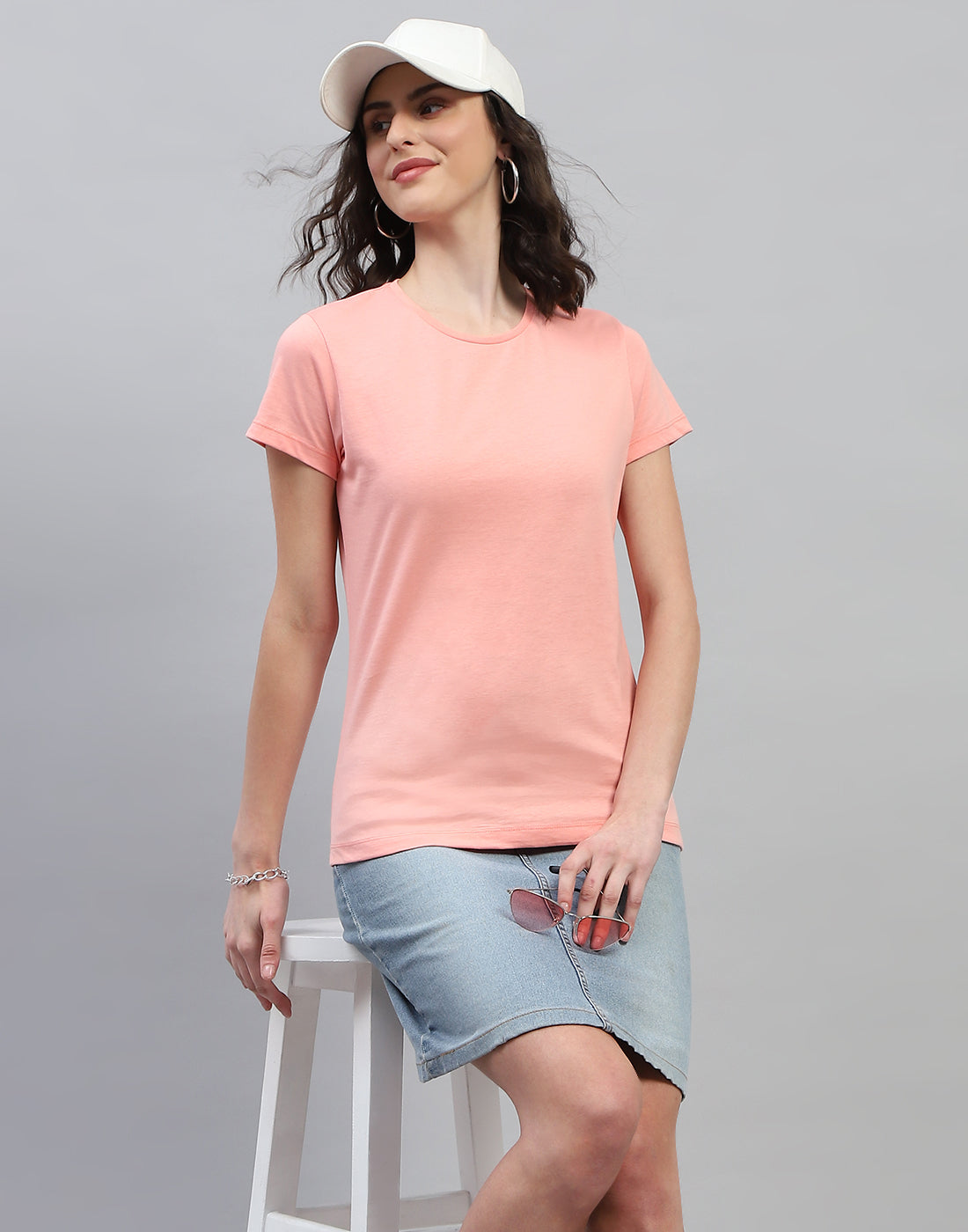 Women Pink & Sky Blue Solid Round Neck Half Sleeve Top (Pack of 2)