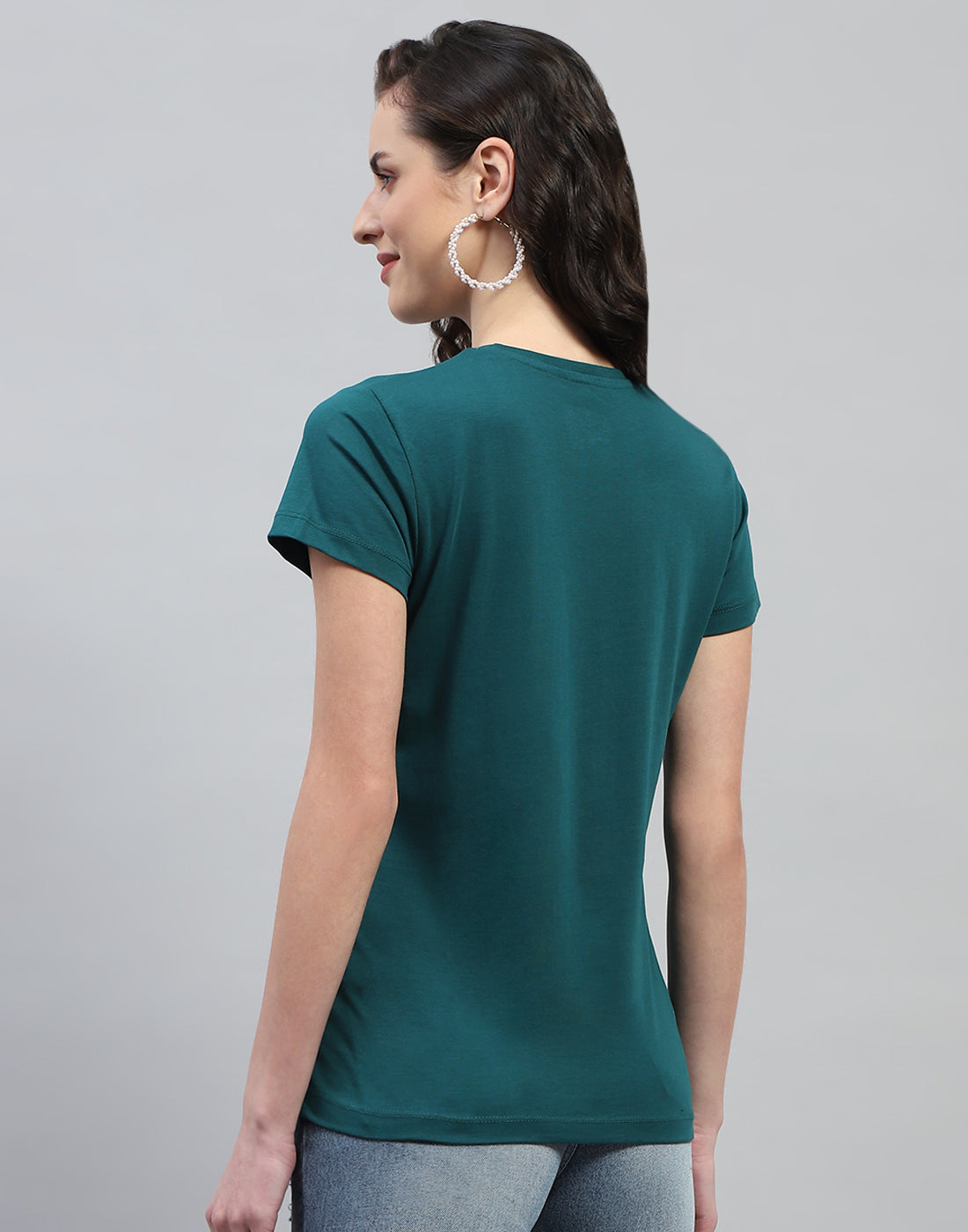 Women Teal Blue & Black Solid Round Neck Half Sleeve Top (Pack of 2)