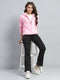 Women Pink Solid Hooded Full Sleeve Sweatshirt