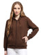 Women Brown Solid Hooded Full Sleeve Sweatshirt